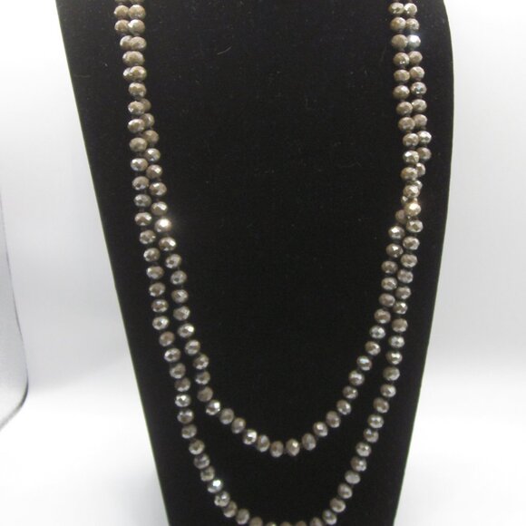 Gray Brown AB Crystal Necklace - Picture 2 of 4